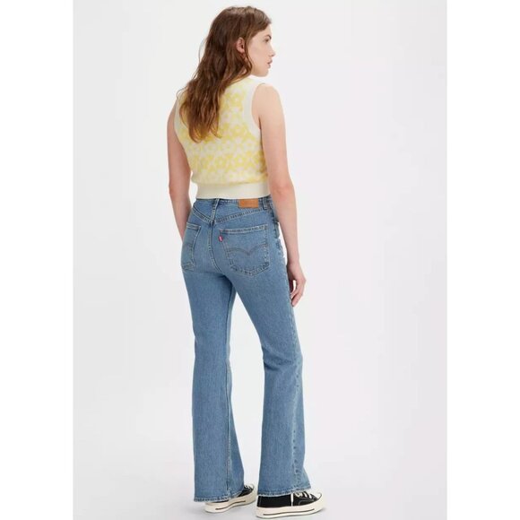 Levis 70s High Flare Denim Jeans High Rise Wide Med Wash Blue 28 X 32 - Picture 2 of 12